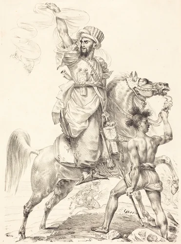 The Chief of the Mamelukes on Horseback by Antoine-Jean Gros, print, 1817