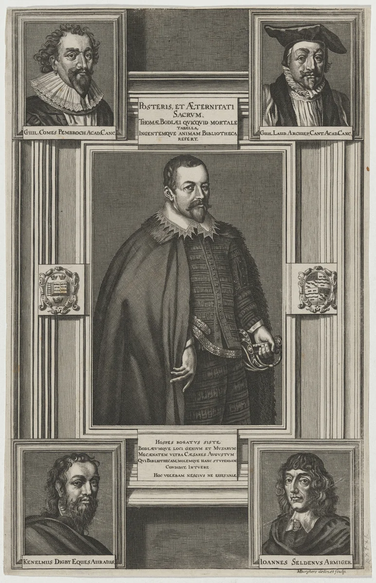 Thomas Bodley by Michael Burghers, print, 1640-1723
