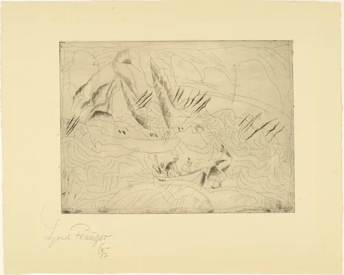 The Wild Agitated Sea (Das wildaufgeregte Meer) by Lyonel Feininger, print, 1917