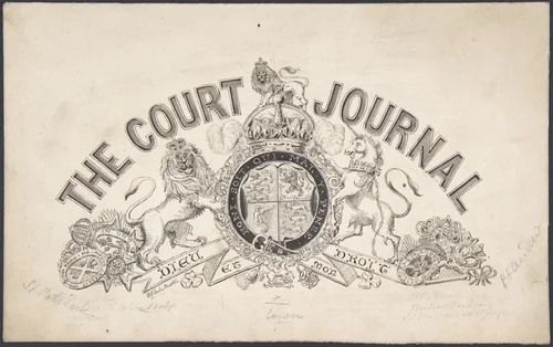 Title page design for "The Court Journal" by Freeman Gage Delamotte, drawing, 1830-1862