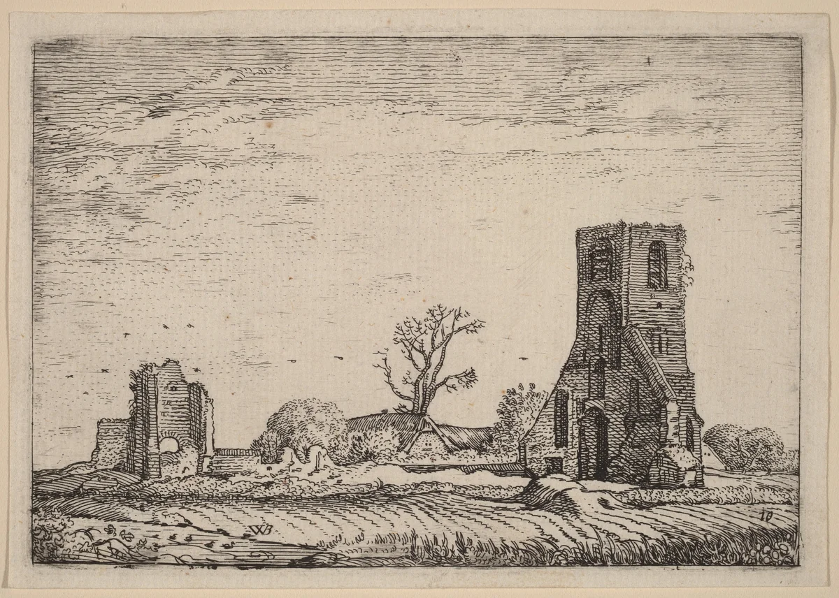 Ruins of a Church (Chapel of Eykenduynen near The Hague) by Willem Buytewech, print, 1621
