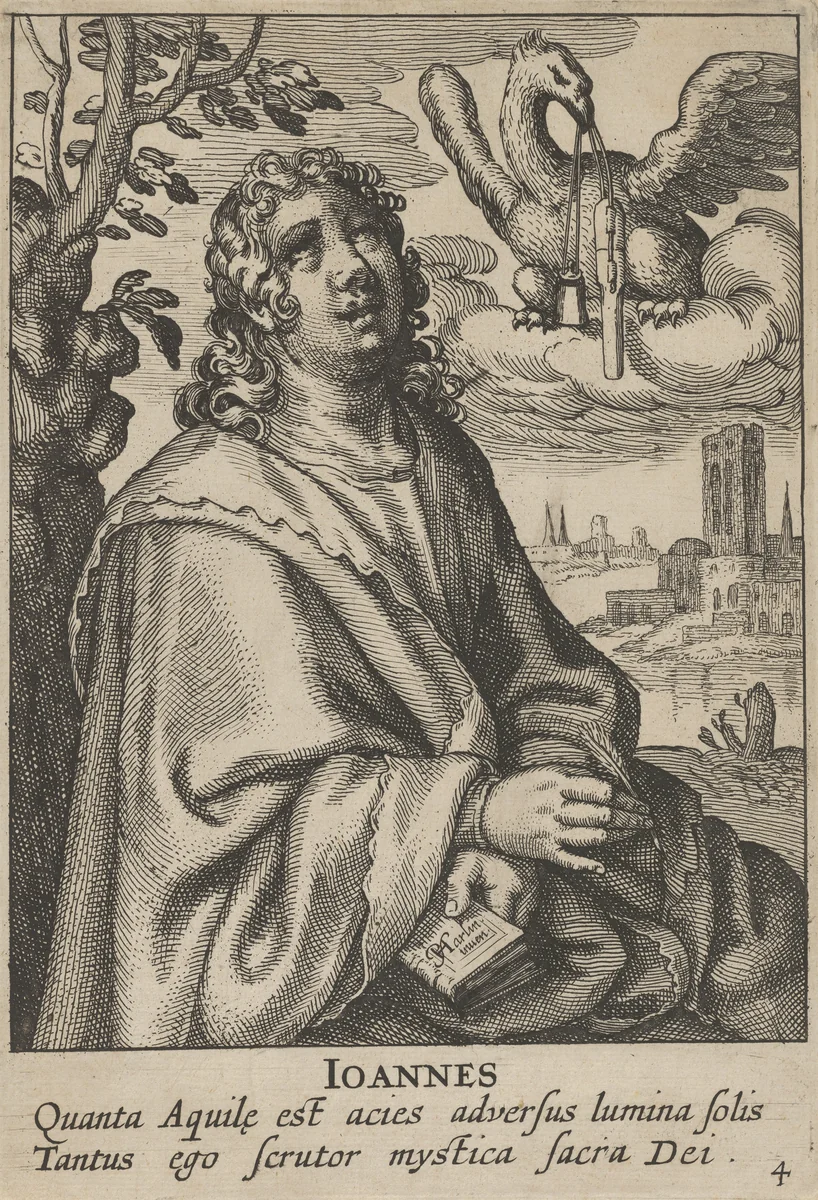 John, from The Four Evangelists by Pieter Feddes van Harlingen, print, 1610-1620
