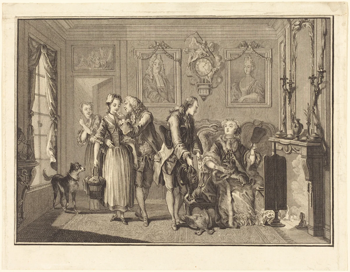 La jolie fermiere by Joseph de Longueil; Charles Eisen, print, 1730-1792