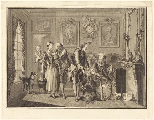 La jolie fermiere by Joseph de Longueil; Charles Eisen, print, 1730-1792