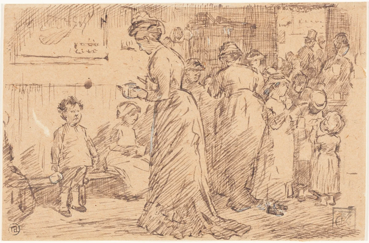 A Station Buffet by Charles Samuel Keene, drawing, 1823-1891