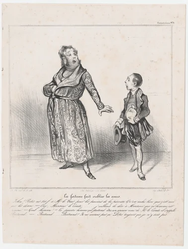 Plate 31: Fortune makes one forget one's friends, from 'Caricaturana,' published in Les Robert Macaires by Honoré Daumier, print, 1838