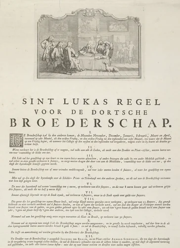 Reglement van het Broederschap van Sint Lucas uit Dordrecht, 1736 by Aert Schouman, print, 1736