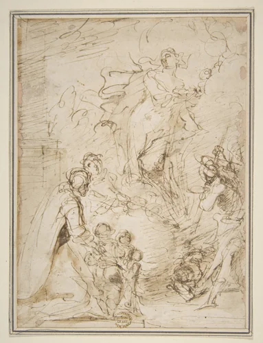 An Apparition by Salvator Rosa, drawing, 1615-1673