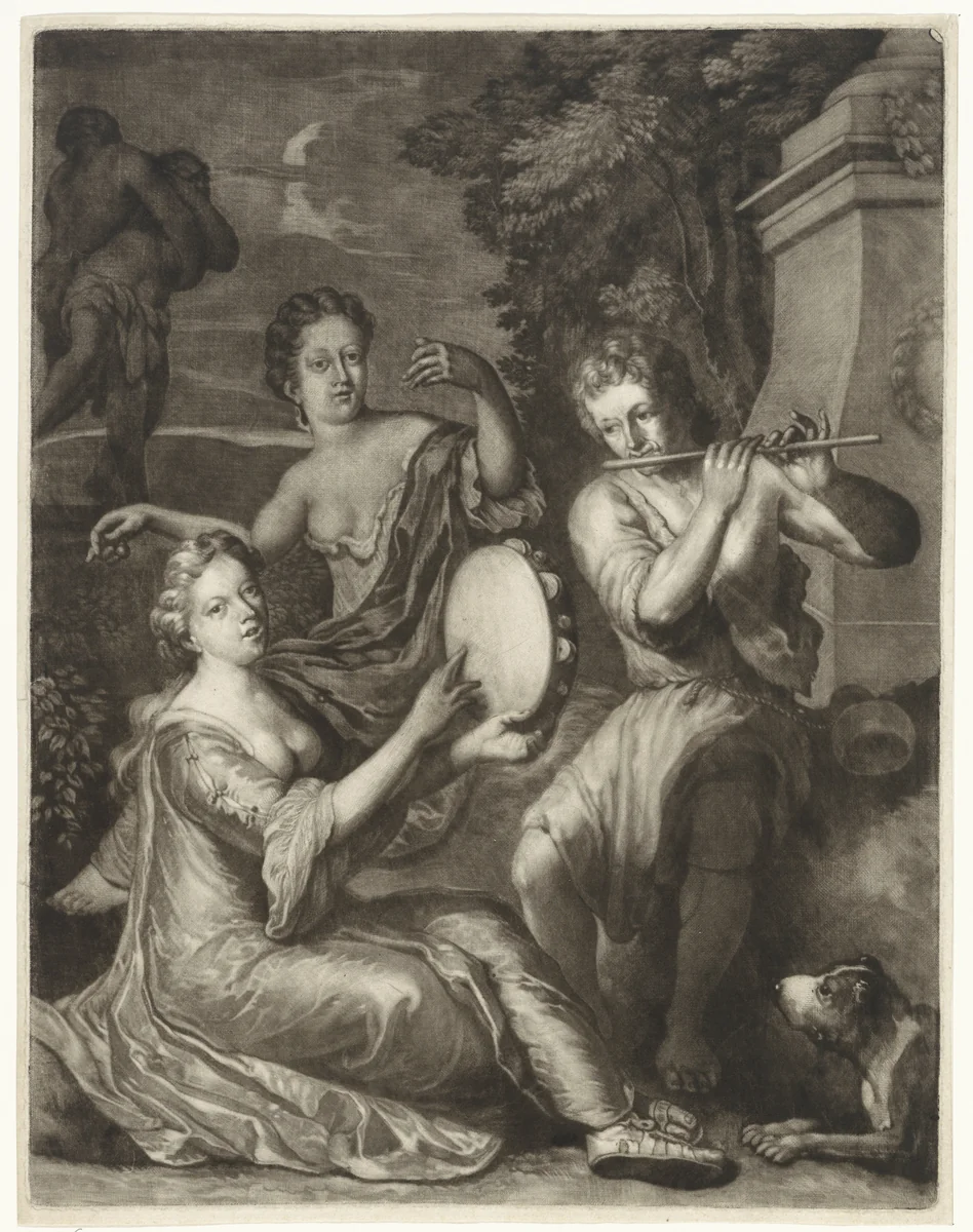 Musicerend gezelschap by Gerard Hoet, print, 1658-1733