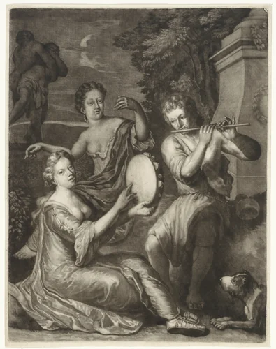 Musicerend gezelschap by Gerard Hoet, print, 1658-1733