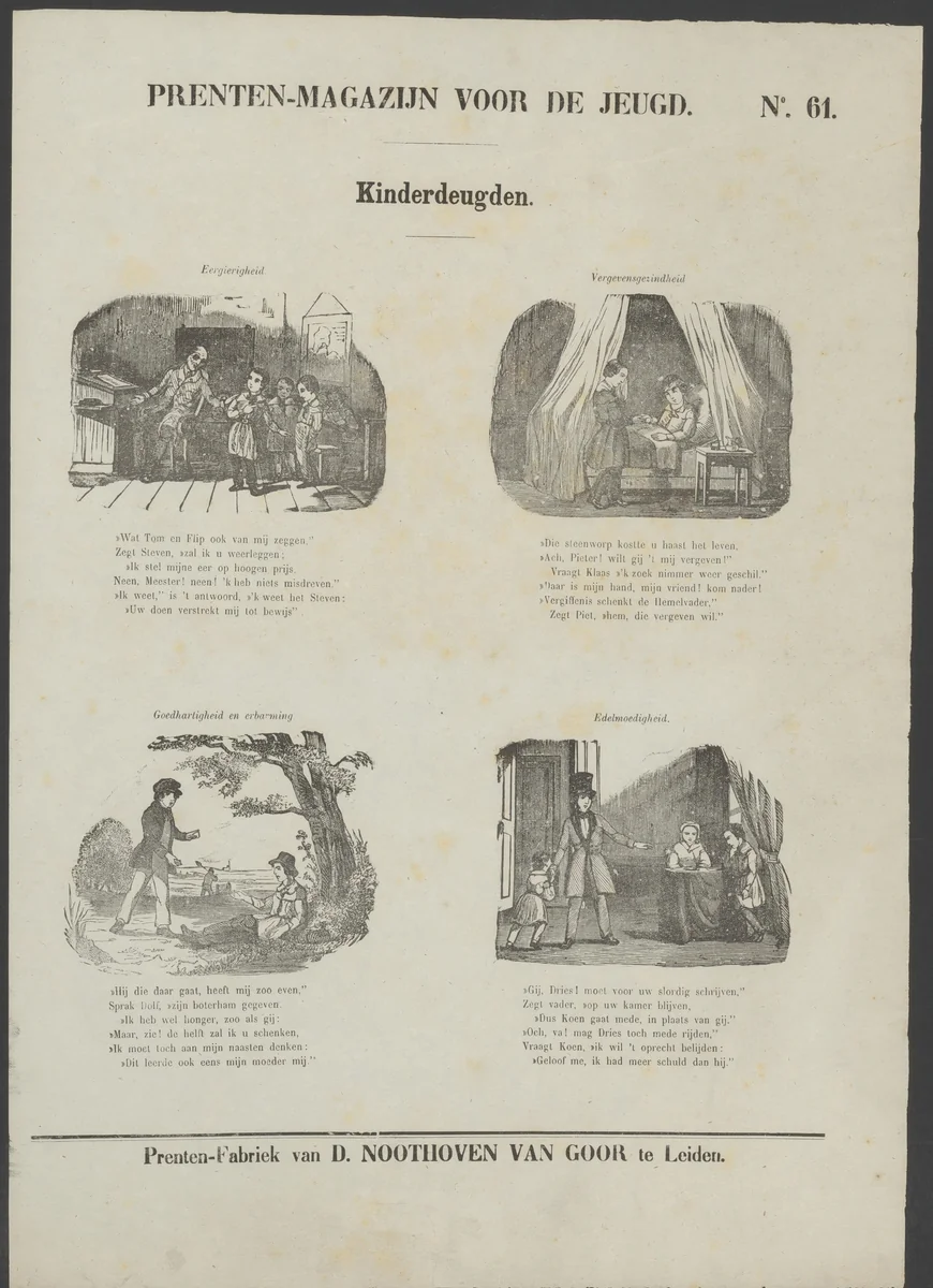 Kinderdeugden by anonymous, print, 1850-1881