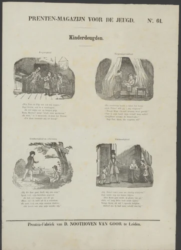 Kinderdeugden by anonymous, print, 1850-1881