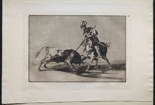 Bullfights: El Cid Campeador Spearing Another Bull by Francisco de Goya, print, 1816-1876