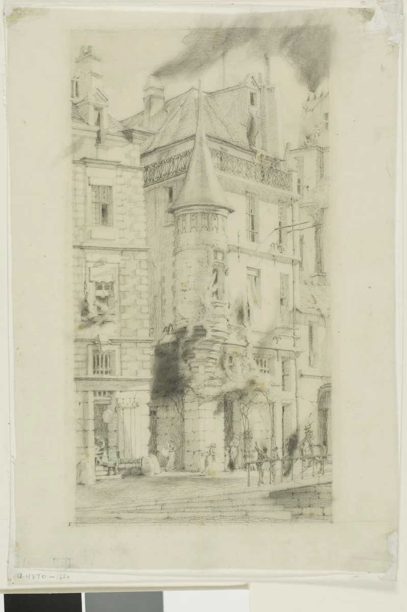 House with a Turret, rue de la Tixéranderie, Paris by Charles Meryon, drawing, 1852