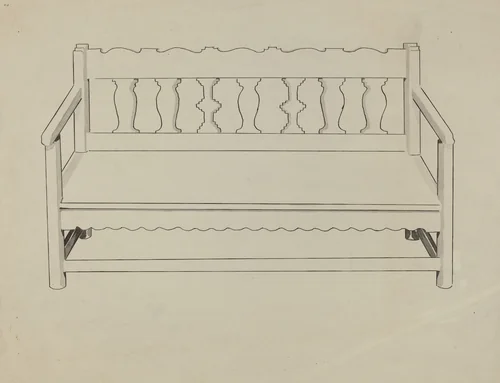 Church Pew by J. Henry Marley, index of american design, 1935-1942