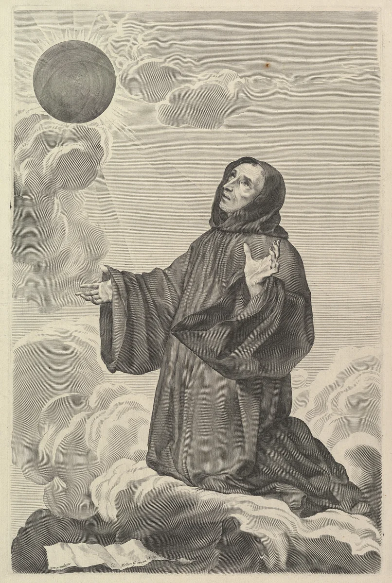 St. Benedict in Ecstasy by Claude Mellan, print, 1600-1688