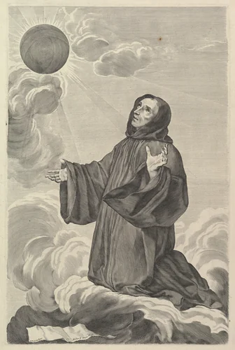 St. Benedict in Ecstasy by Claude Mellan, print, 1600-1688