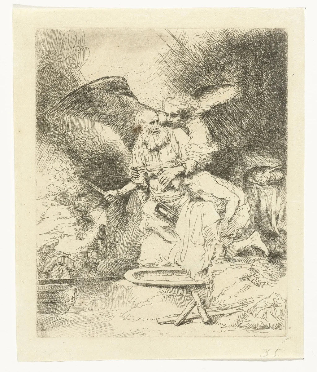 Abraham's sacrifice by anonymous, print, 1655