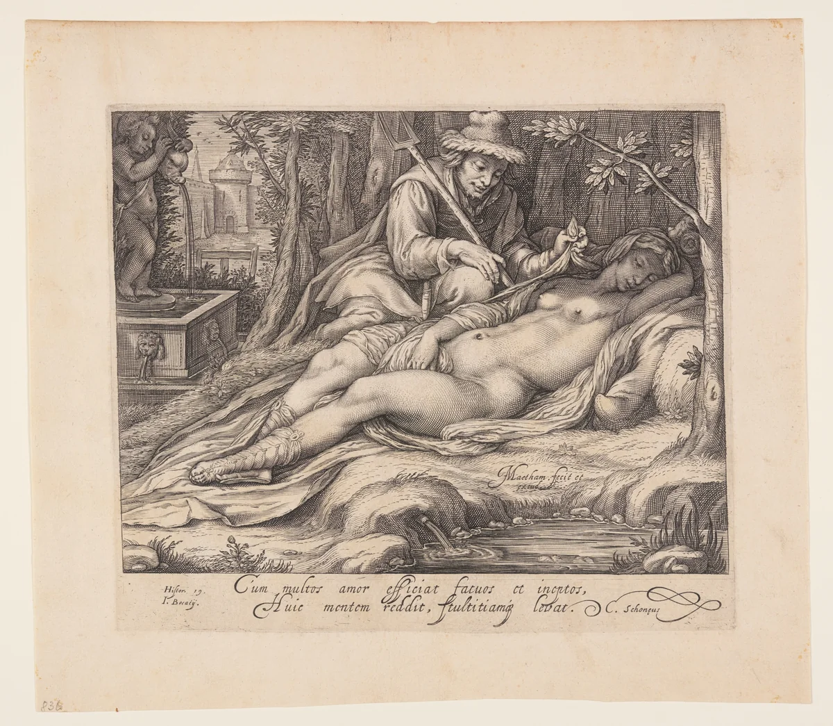 Cimon and Iphigenia by Jacob Matham, print, 1599-1603