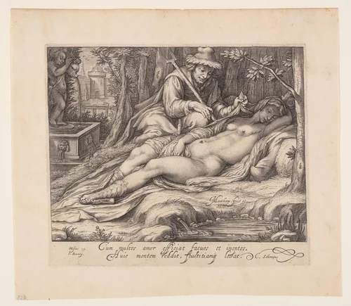Cimon and Iphigenia by Jacob Matham, print, 1599-1603