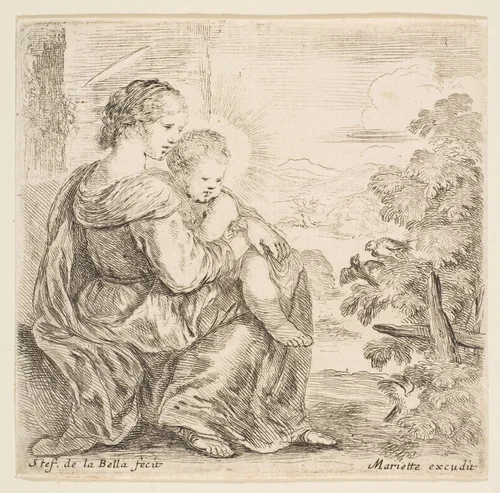 Virgin and Christ Child by Stefano della Bella, print, 1641