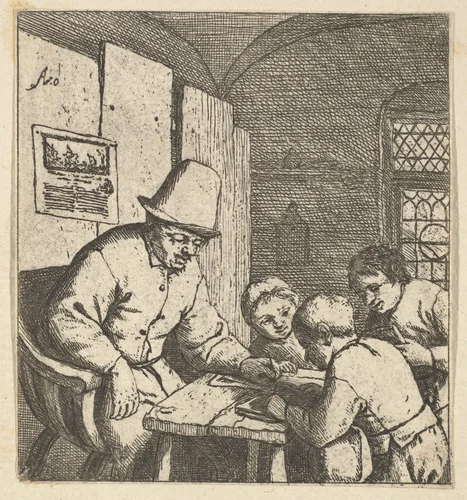 The Schoolmaster by Adriaen van Ostade, print, 1610-1685