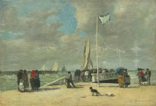 On the Jetty by Eugène Boudin, painting, 1869-1870