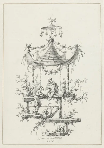 Ornamentale compositie in chinoiserie-stijl by Jean Baptiste Pillement, drawing, 1770