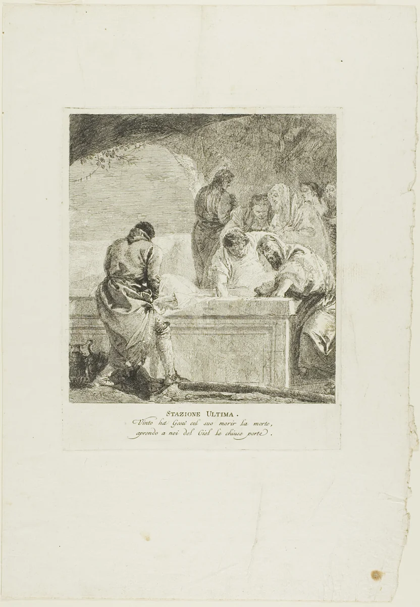 The Entombment, plate fourteen from Stations of the Cross by Giovanni Domenico Tiepolo, print, 1748