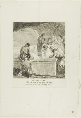 The Entombment, plate fourteen from Stations of the Cross by Giovanni Domenico Tiepolo, print, 1748