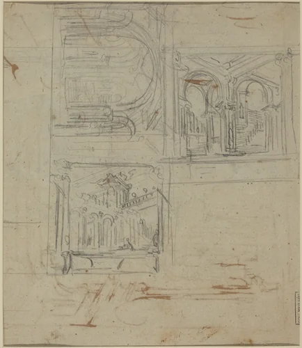 Fantastic Architectural Studies by Italian 18th Century, drawing, 1700-1799