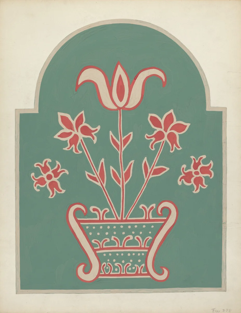 Study for Proposed Portfolio "Decorated Chests of Rural Pennsylvania" by American 20th Century, index of american design, 1941