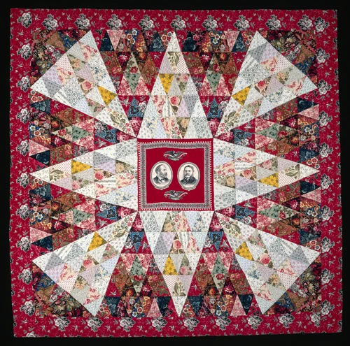 Garfield and Arthur Quilt by Annie Ensminger Kready or Louisa Ensminger, textile, 1880-1890