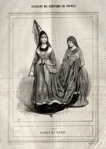 Histoire du Costume en France: Dames de Paris by Paul Gavarni, print, 1843