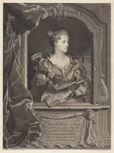 Elizabeth de Gouy, femme de Hyacinthe Rigaud by Johann Georg Wille; Hyacinthe Rigaud, print, 1743