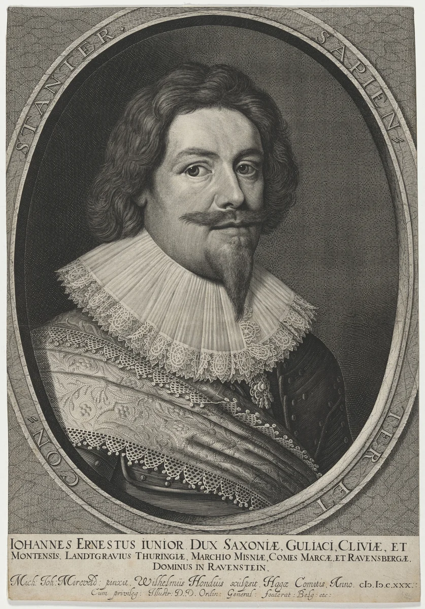 John Ernest, Jr., Duke of Saxony by Willem Hondius; Michiel van Miereveld, print, 1630