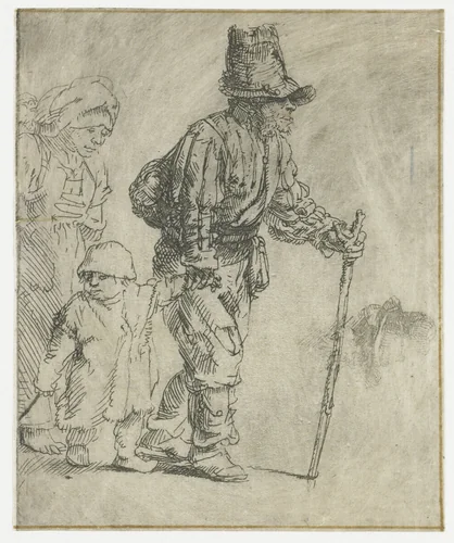 Peasant family on the tramp by Rembrandt van Rijn, print, 1652