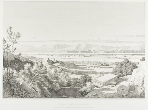 View of Délos: Cyclades. Port of Délos, Paros and Greater Délos by Théodore Caruelle d' Aligny, print, 1845