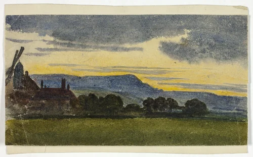 Hilly Landscape at Sunset by John Varley, painting, 1825-1835