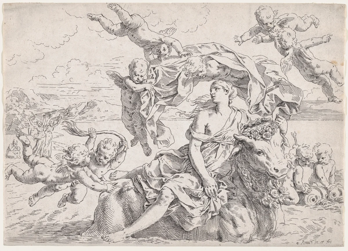 The Rape of Europa, after Guido Reni by Simone Cantarini, print, 1631-1641