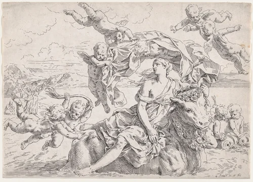 The Rape of Europa, after Guido Reni by Simone Cantarini, print, 1631-1641
