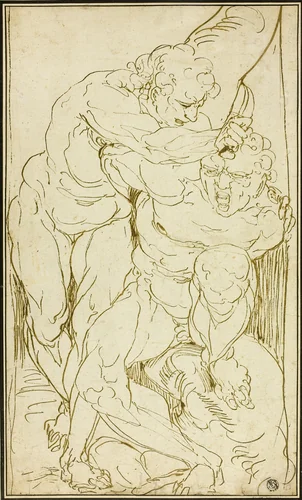 Apollo Flaying Marsyas by Luca Cambiaso, drawing, 1540-1550