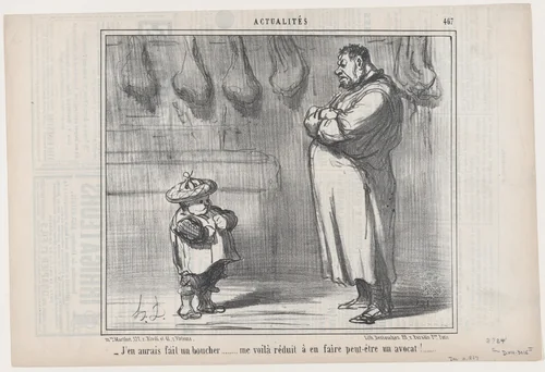 J'en aurais fait un boucher..., from "Actualités" by Honoré Daumier, print, 1857