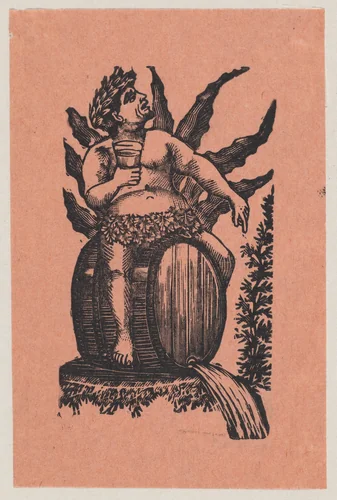 Bacchus astride a wine barrel by José Guadalupe Posada, print, 1890-1910