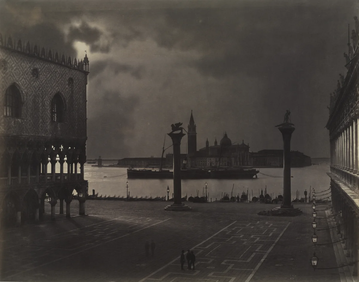 Venice: Saint Mark's Looking toward San Giorgio Maggiore, in Moonlight by Carlo Naya, photograph, 1865-1875