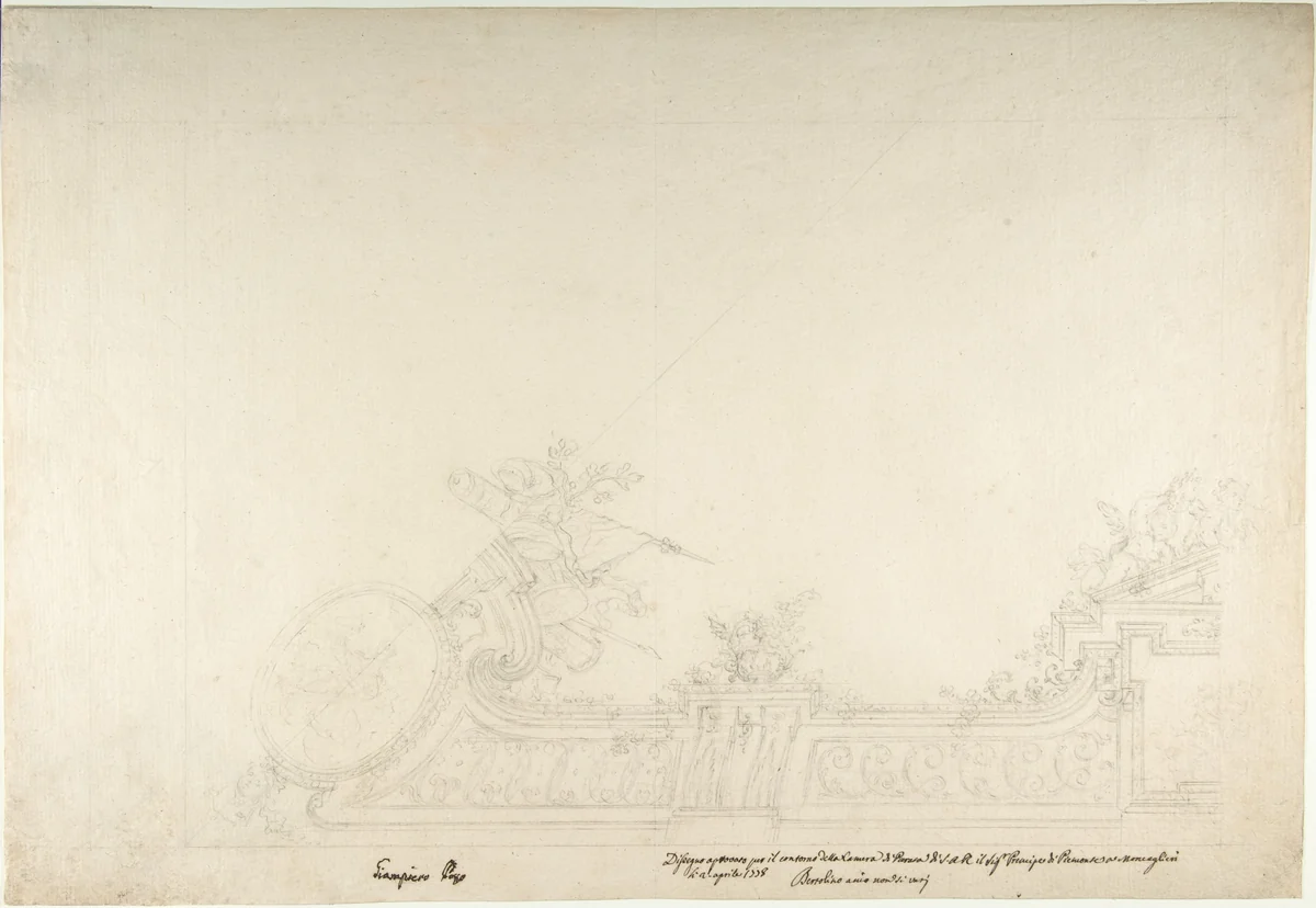 Design for One Eighth of a Ceiling of a Reception Room at the Royal Palace at Moncalieri by Leonardo Marini, drawing, 1774-1778
