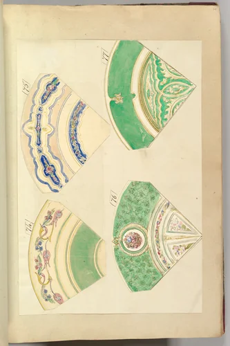 Four Designs for Decorated Plates by Alfred Forrester, drawing, 1845-1855