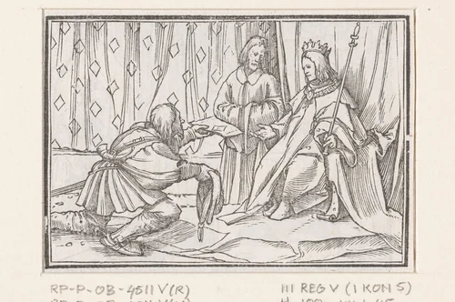 Afgezant van koning Chiram met boodschap voor Salomo by Hans Holbein, print, 1538