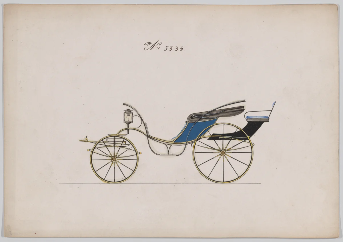 Design for Pony Phaeton, no. 3336 by Brewster & Co., drawing, 1877