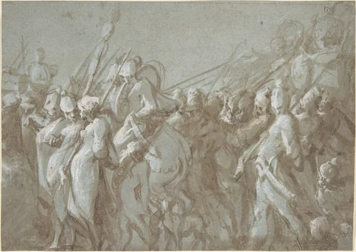 Military Procession by Hans Mont, drawing, 1500-1590